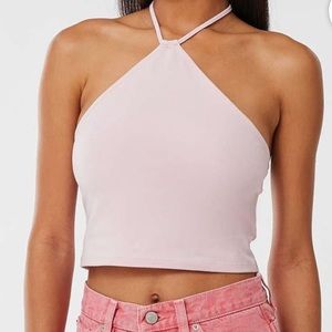 Urban Outfitters Pink Cropped Halter Top